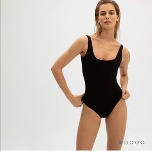 Everlane Square Neck One Piece Olive Green